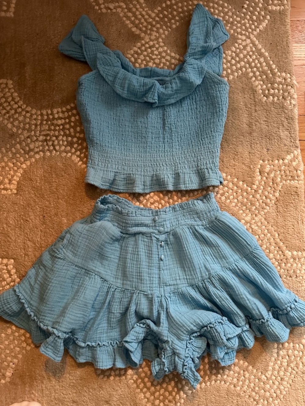 Women’s Blue flounce shorts and Top Set